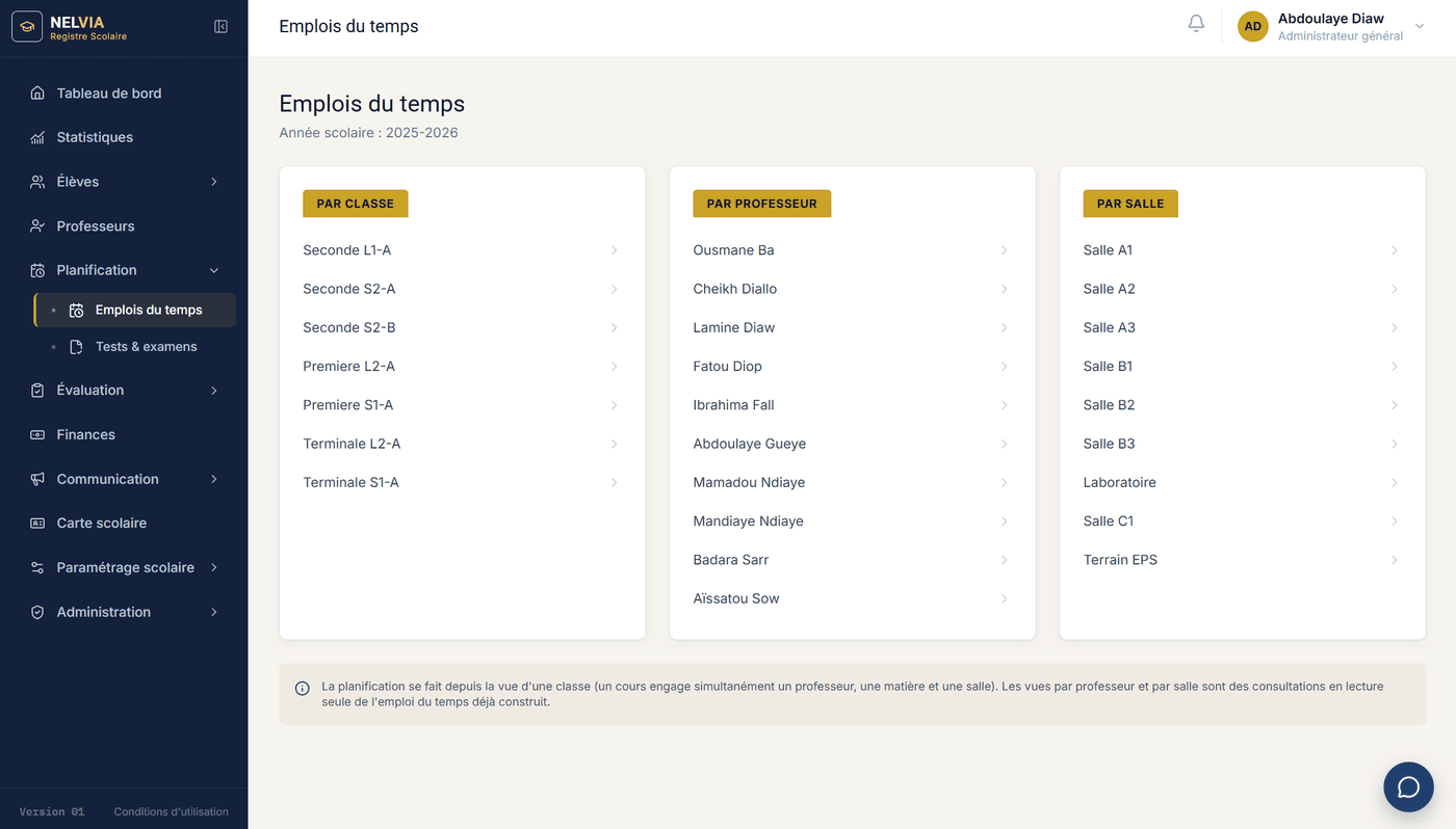 NELVIA timetable management
